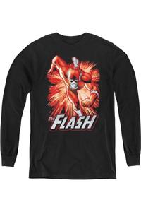 Футболка с длинным рукавом для детей "Лига справедливости Америки" - Флэш в красно-сером цвете Gildan