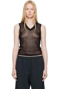 Черная эластичная майка из трикотажной сетки MM6 Maison Margiela