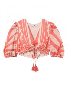 Укороченный топ с рукавами-фонариками TWINSET, оранжевый