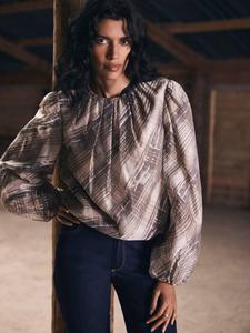 Блузка с принтом check Mint Velvet, Brown/Multi