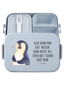 Mr. & Mrs. Panda Дизайн ланчбокса с изображением пингвина и надписью пастельно-голубого цвета