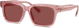 Женские квадратные солнцезащитные очки Tory Burch, Transparent Light Pink