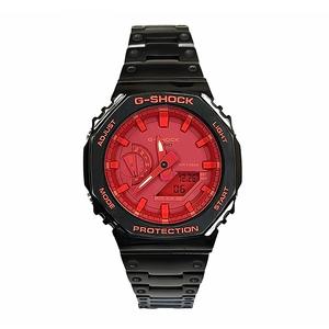 Часы Casio G-Shock Analog-Digital 2100 Series, арт. GA-2100-4A, 44 мм, черный/красный