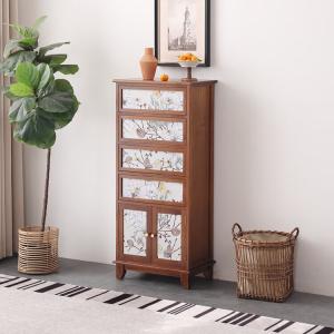 Yu'S Forest Wood Комод 50х32х114 см для гостиной и спальни из массива дерева, 4 ящика, без сборки, светлый орех