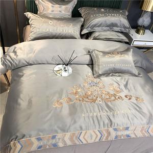 LUOLAI HOME Комплект постельного белья 4 предмета, размер 2.0 м, пододеяльник 220x240 см, цвет серый Carlos Gray