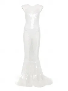 Платье Fara, украшенное пайетками Norma Kamali, белый