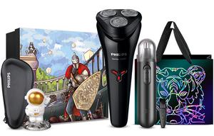 S1103 поворотная бритва моют головку лезвия полностью моющиеся влажное и сухое бритье PHILIPS, S1103 Guardian Knight Gift Box Set + Nose Hair Trimmer