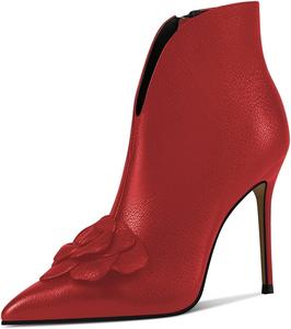 Женские элегантные ботильоны FSJ с цветочным декором, заостренный носок, высокий каблук-стилет, боковая молния, вечернее платье, размеры обуви 4-15 US