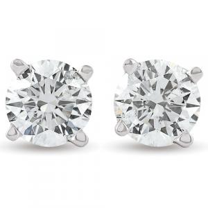 2-каратные серьги-гвоздики с муассанитом из белого золота 14 карат, завинчивающаяся задняя часть, 6 мм Pompeii2, 14K White Gold