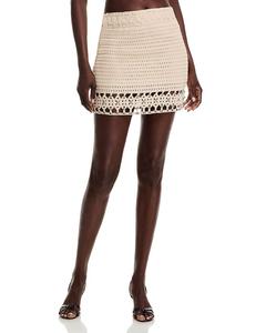 Вязаная мини-юбка - эксклюзив AQUA, коричневый/бежевый
