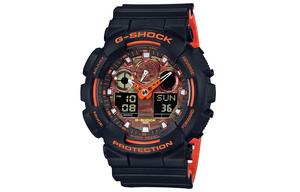 Часы Casio G-Shock Analog-Digital GA-100 Series, арт. GA-100BR-1APR, черный/оранжевый