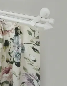 Карниз для штор GARESA "WHITE", 2 направляющие, желаемая длина, комплект для штор, внутренняя направляющая, выдвижная, настенный монтаж, наконечник торцевой кнопки 150 см, Ø 20 мм, белый