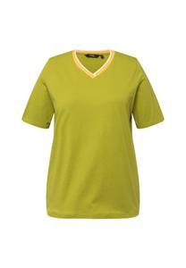 Базовая футболка STRIPED NECK SHORT SLEEVE TEE Ulla Popken, зеленый