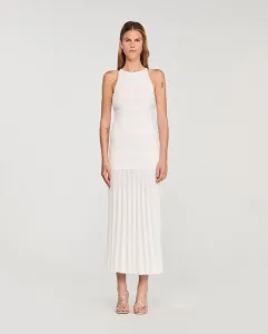 Длинное платье с вышивкой Sandro, белый