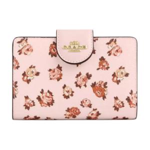 COACH Миниатюрный кошелек из ткани для женщин в нежно-розовом многоцветном исполнении, Blush Complexion