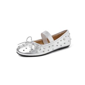 AIQINISHA Серебряные туфли Мэри Джейн, цвет Silver
