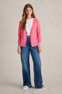 Кардиган из смеси хлопка и льна Naria White Stuff, розовый