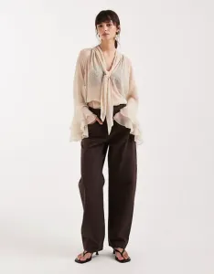 Коричневые джинсы-бочонки из 100% хлопка Mango Bet