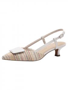 Marco Tozzi Туфли-лодочки с открытой пяткой, цвет белый с разноцветным ремешком