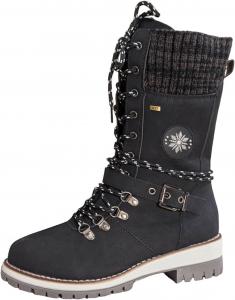 Женские зимние теплые полусапожки SACFOF до середины голени, снежные, с вязаным замшевым соединением, на шнуровке, с нескользящей подошвой, для улицы и езды на мотоцикле, Black