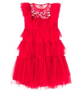 Платье Rana с отделкой из ярусного тюля Tutu Du Monde, Red Velvet