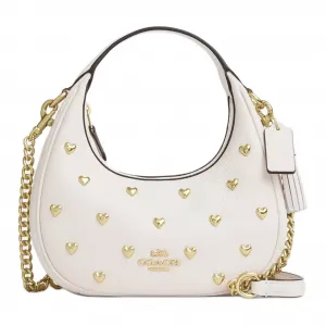 COACH CARMEN Pebble Leather Shoulder Bag, Crossbody Bag, Handbag Small Women's Chalk White