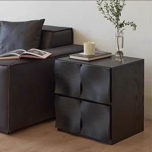 Yu Senyi Комод из массива дерева в американском ретро-стиле, для спальни, 2 ящика, полностью собранная доставка, цвет Vintage Black Ripple, 2 предмета