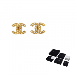 Металлические серьги со стразами для женщин CHANEL, золотой