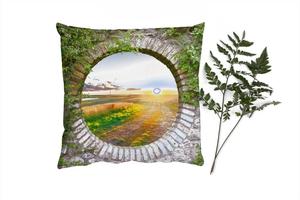 Декоративная подушка MuchoWow, диванная подушка, декоративная подушка для гостиной, 60 x 60 см, деревенская жизнь - вид - солнце - чехол на подушку - хлопчатобумажная ткань - декоративные наволочки