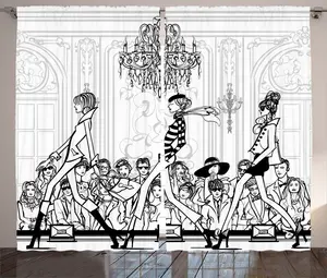 Шторы ABAKUHAUS в деревенском стиле, модная женская модель с подиума, присборенные, с петлями и крючками, для спальни, 280 x 225 см, белые и черные