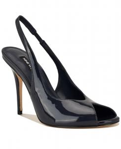 Женские сандалии Pretta с открытым носком и открытой пяткой на шпильке Nine West, Dark Navy Patent
