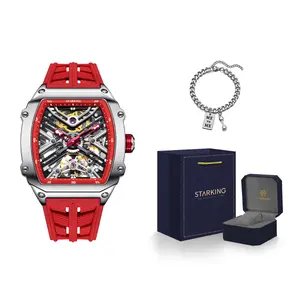 STARKING Часы Steel Core Collection Mechanical Movement Silicone Strap Watch Men's Watch Black Dial, AM0535SJ52[Dark Blue Limited Edition+Trendy Bracelet]