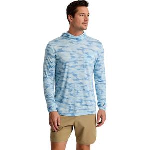 Мужская легкая толстовка с капюшоном из бамбука Free Fly, Seasmoke Camo Surf Blue