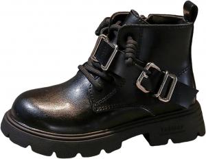 Женские ботинки IWIHMIV на щиколотку, детские нескользящие модные ботинки на молнии сбоку с шнуровкой, удобные повседневные ботильоны, Black