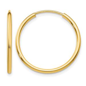 Круглые полированные серьги-кольца из 14-каратного золота толщиной 1,50 мм, 20 мм Diamond2Deal, желтый