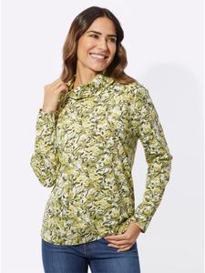 Рубашка с воротником-стойкой в лаймово-лимонном цвете Sieh an!