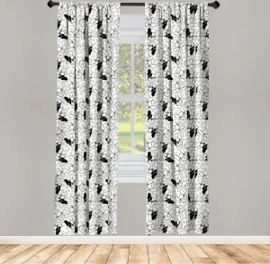 Шторы ABAKUHAUS Бульдог, однотонные портреты с отпечатками лап - Лучший друг - Любитель домашних животных, 2 панели, 75 x 175 см, цвет: светло-серый/белый Abakuhaus