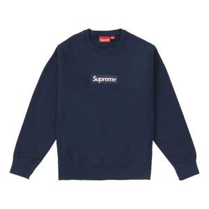 Свитер fw18 box logo crewneck sweater 'navy' Supreme, синий