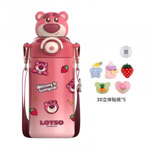 Lotso Stitch изолированная кружка 316 Food Grade, удобная дорожная кружка 600 мл Disney, adorable strawberry bear 600ml [can be worn diagonally/includes 3d stickers]