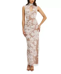 Платье-Макси Tavia с бисерным вырезом в форме капли Miss Circle, белый