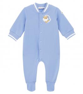 Детский комбинезон из хлопчатобумажной ткани Moncler Enfant, светло-синий