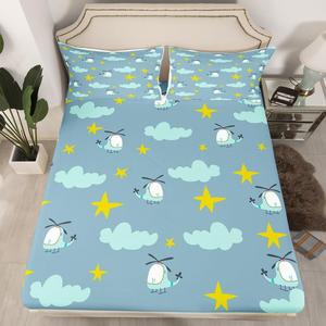 Erosebridal Детский комплект постельного белья Helicopters с принтом самолетов и звезд, голубой и желтый, Multi 08