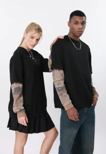 Свитер с контрастными вафельными рукавами Yourturn, Washed Black