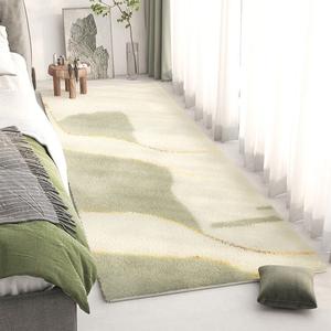 AOVOC Ковер 160х230 см из овечьей шерсти для спальни/гостиной, зеленый, в стиле ваби-саби