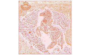 Шёлковый платок женский розово-оранжевый HERMES