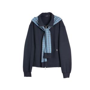 ELLE Свитшот Women's Navy Blue Stand Collar Moderate