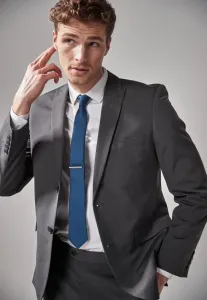 Элегантный пиджак приталенного кроя с двумя пуговицами. Next, Mottled Dark Grey