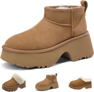 Модные сабо на платформе для женщин, повседневные уличные тапочки с плюшевой подкладкой, удобные наружные нескользящие мюли и сабо Hoaeiewds, Xz-Brown