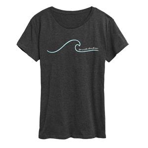 Женская футболка с графическим рисунком Go With The Flow Wave, цвет Heather Charcoal