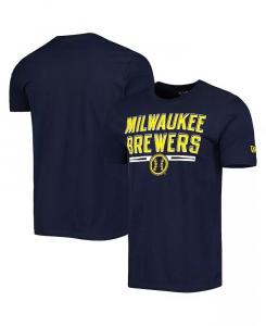 Мужская темно-синяя футболка для тренировки ватина Milwaukee Brewers New Era, синий